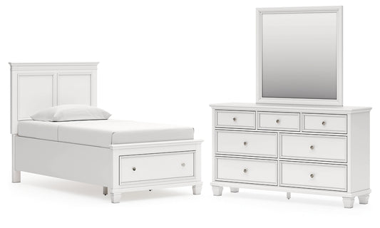 Fortman Twin Panel Storage Bed, Dresser and Mirror