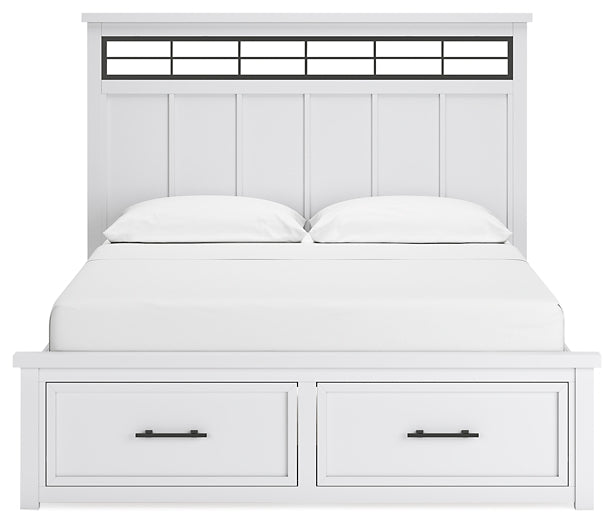 Ashbryn California King Panel Storage Bed with Mirrored Dresser and Nightstand