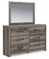 Graystorm Full Panel Bed with Storage with Mirrored Dresser, Chest and Nightstand