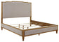 Sharlance Queen Upholstered Panel Bed with Mirrored Dresser and Nightstand
