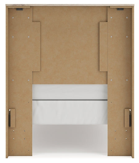 Lawroy Twin Panel Bed with Mirrored Dresser, Chest and Nightstand