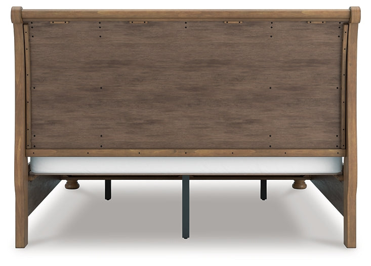 Feddinger King Storage Sleigh Bed with Mirrored Dresser