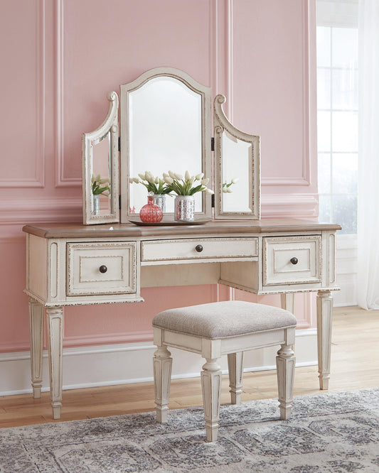 Realyn Vanity/Mirror/Stool (3/CN)