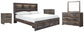 Drystan  Bookcase Bed With 2 Storage Drawers With Mirrored Dresser And 2 Nightstands