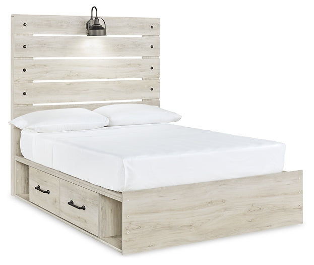 Cambeck  Panel Bed With 4 Storage Drawers With Mirrored Dresser