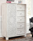 Paxberry King Panel Bed with Mirrored Dresser and Chest