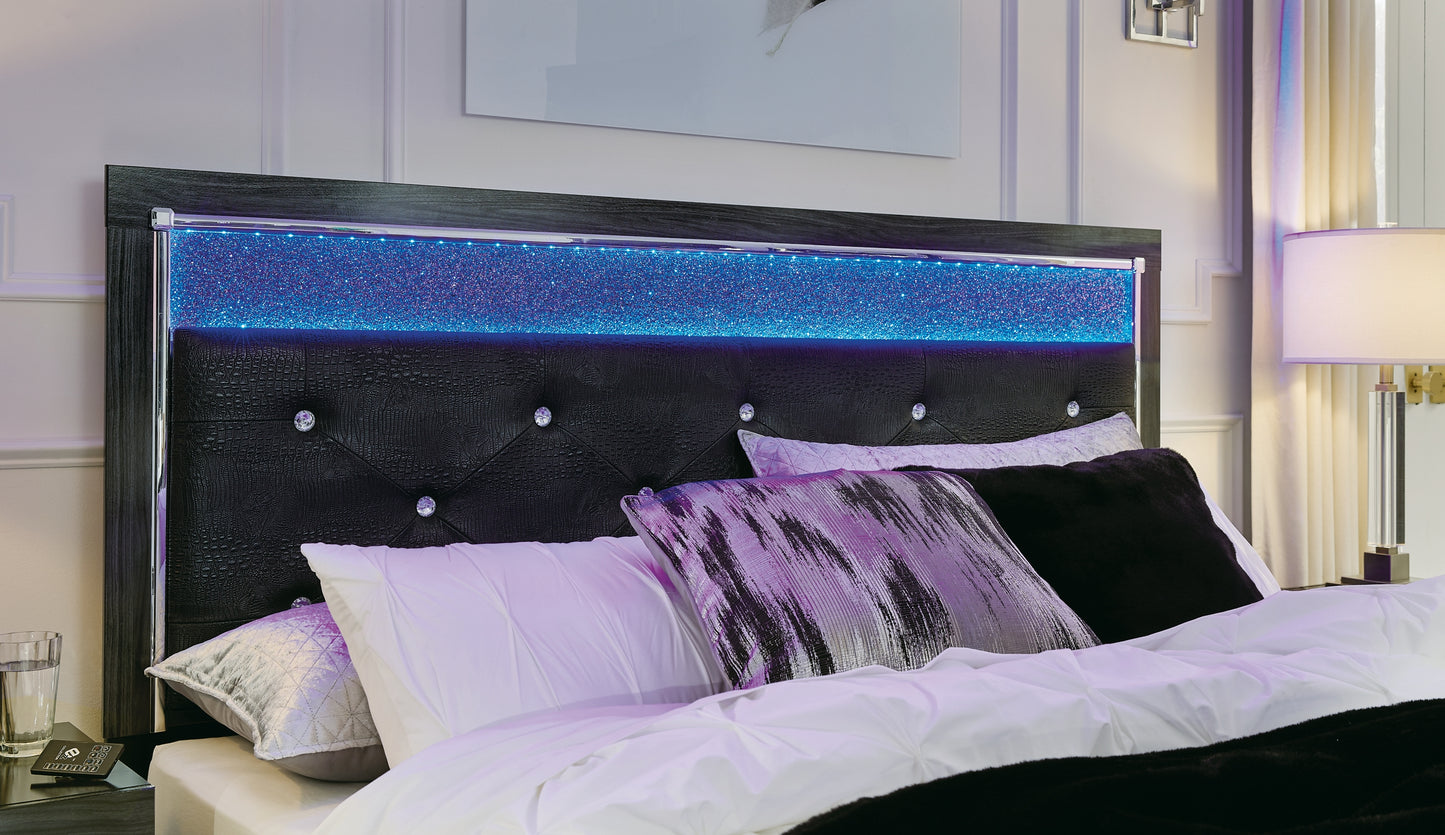 Kaydell King Upholstered Panel Platform Bed with Dresser