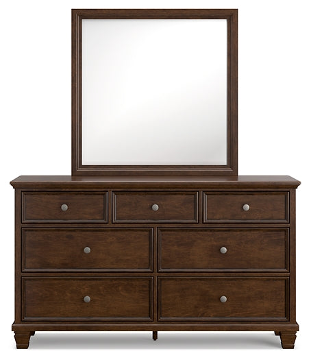 Danabrin Queen Panel Bed with Mirrored Dresser, Chest and Nightstand