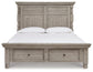 Harrastone California King Panel Bed with Mirrored Dresser